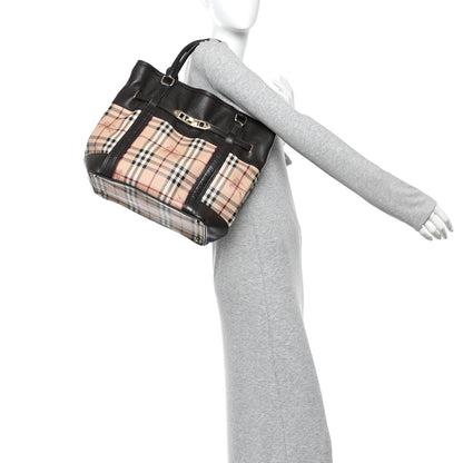 Burberry Grained Calfskin Haymarket Check Medium Golderton Tote Chocolate 2 of 10