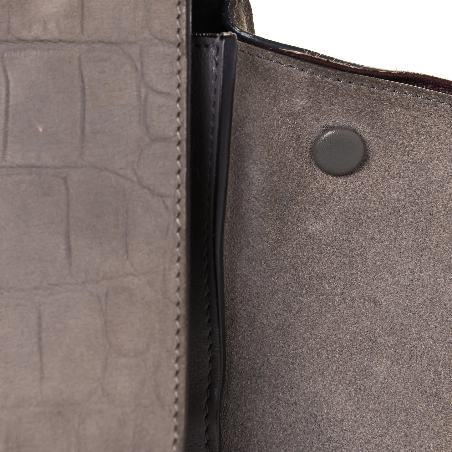 Crocodile Embossed Nubuck Medium Trapeze Grey