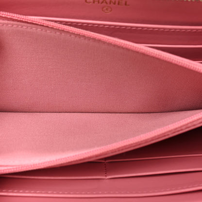 Chanel Caviar Quilted Large Gusset Zip Around Wallet Pink 7 of 19