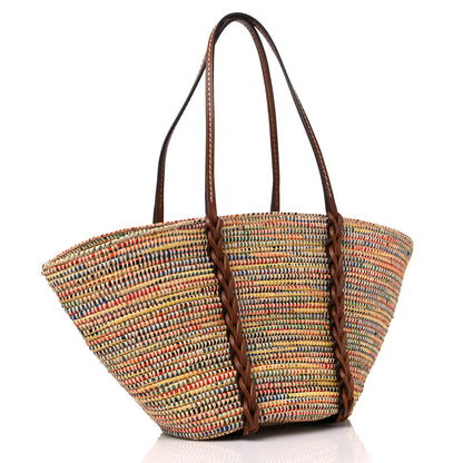 Prada Paglia Vitello Woven Braided Basket Tote Multicolor Cognac 3 of 9