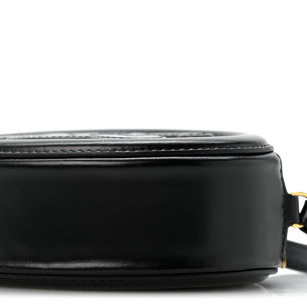 Smooth Calfskin Cuir Small Triomphe Oval Crossbody Purse Black