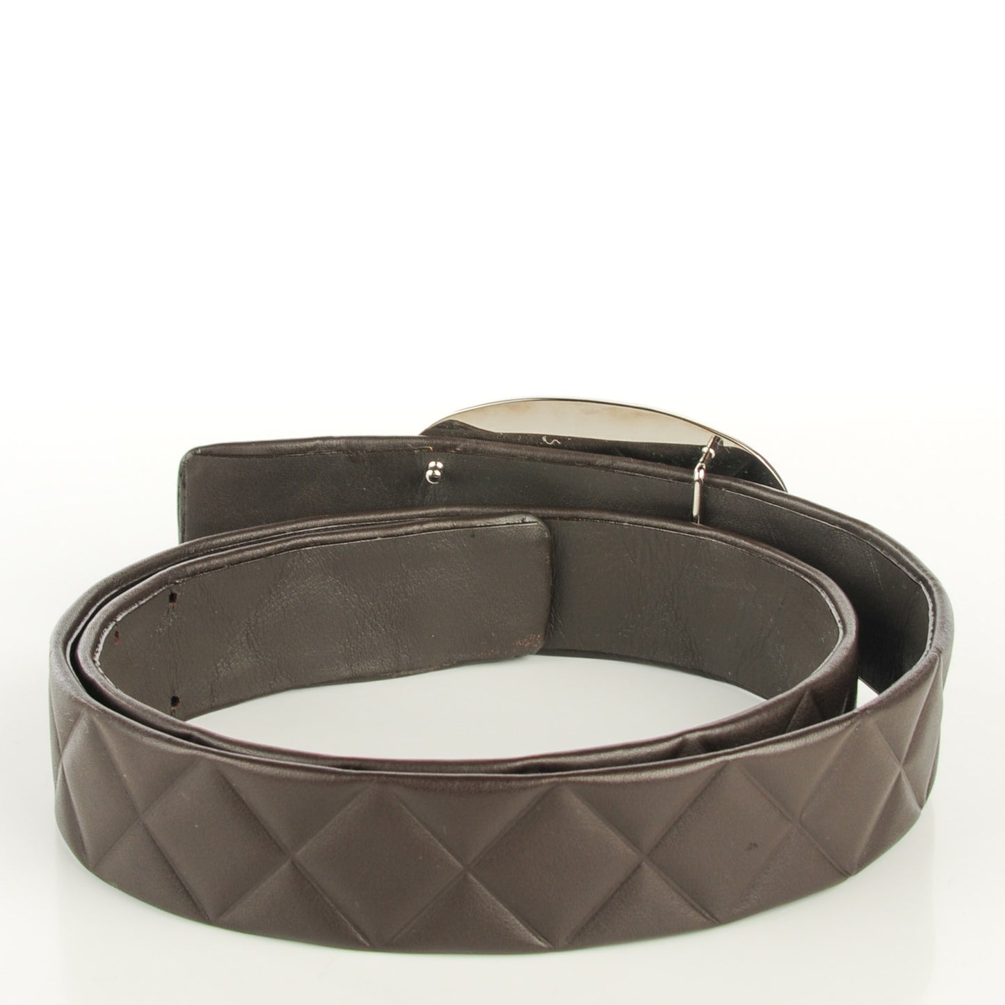 Calfskin Quilted CC Belt 95 38 Dark Brown