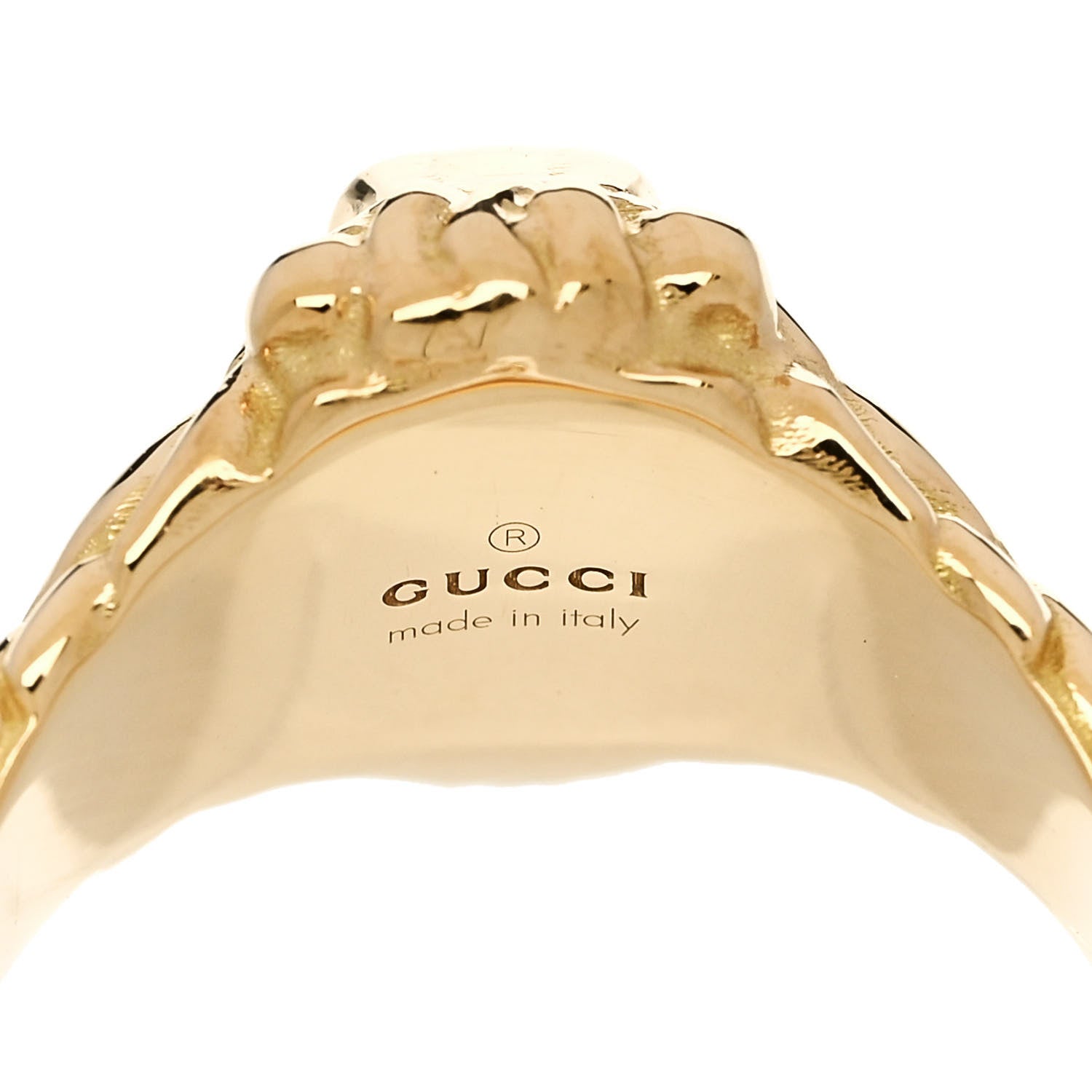 Gucci 18K Yellow Gold Diamond Amethyst Lion Head Ring 54 7 5 of 6