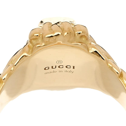 Gucci 18K Yellow Gold Diamond Amethyst Lion Head Ring 54 7 5 of 6