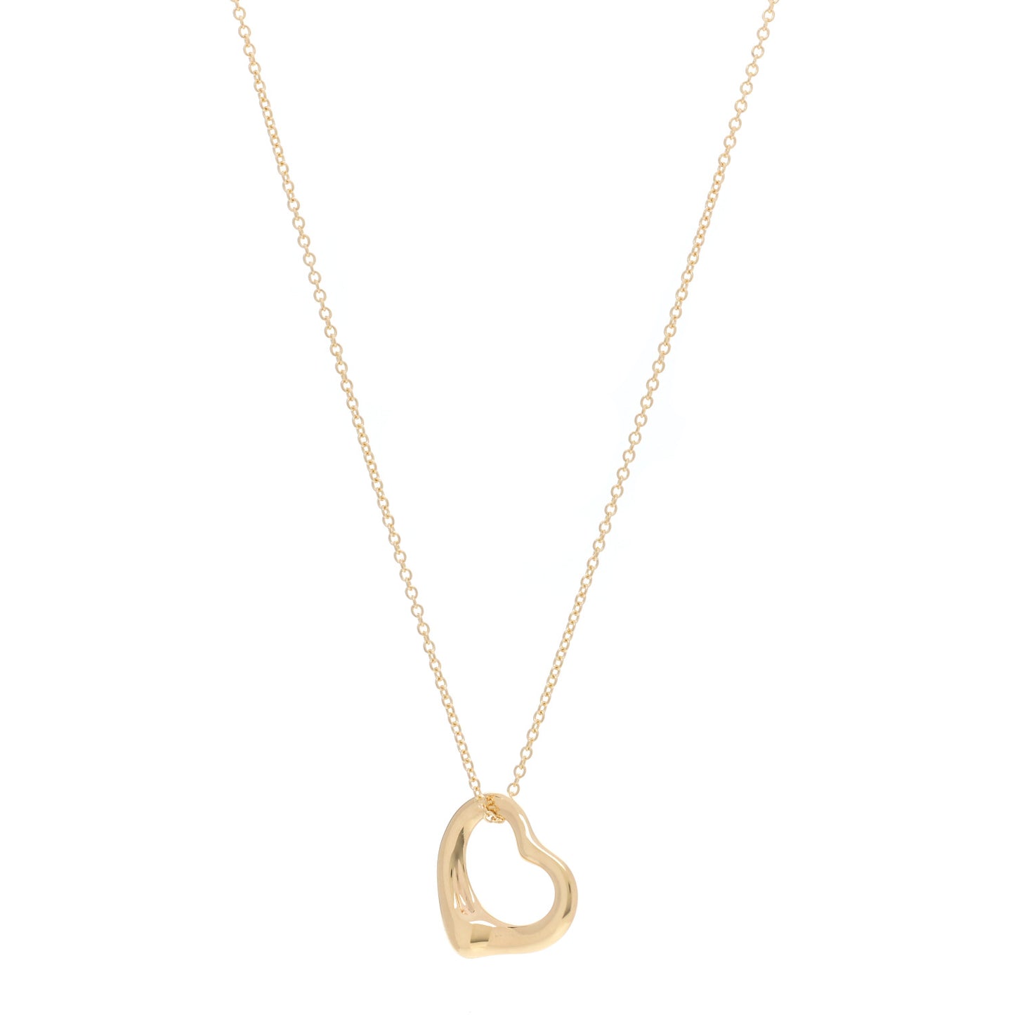 18K Yellow Gold 16mm Elsa Peretti Open Heart Pendant Necklace