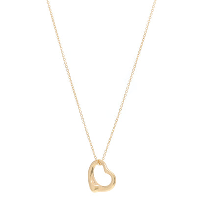 Tiffany 18K Yellow Gold 16mm Elsa Peretti Open Heart Pendant Necklace 1 of 8