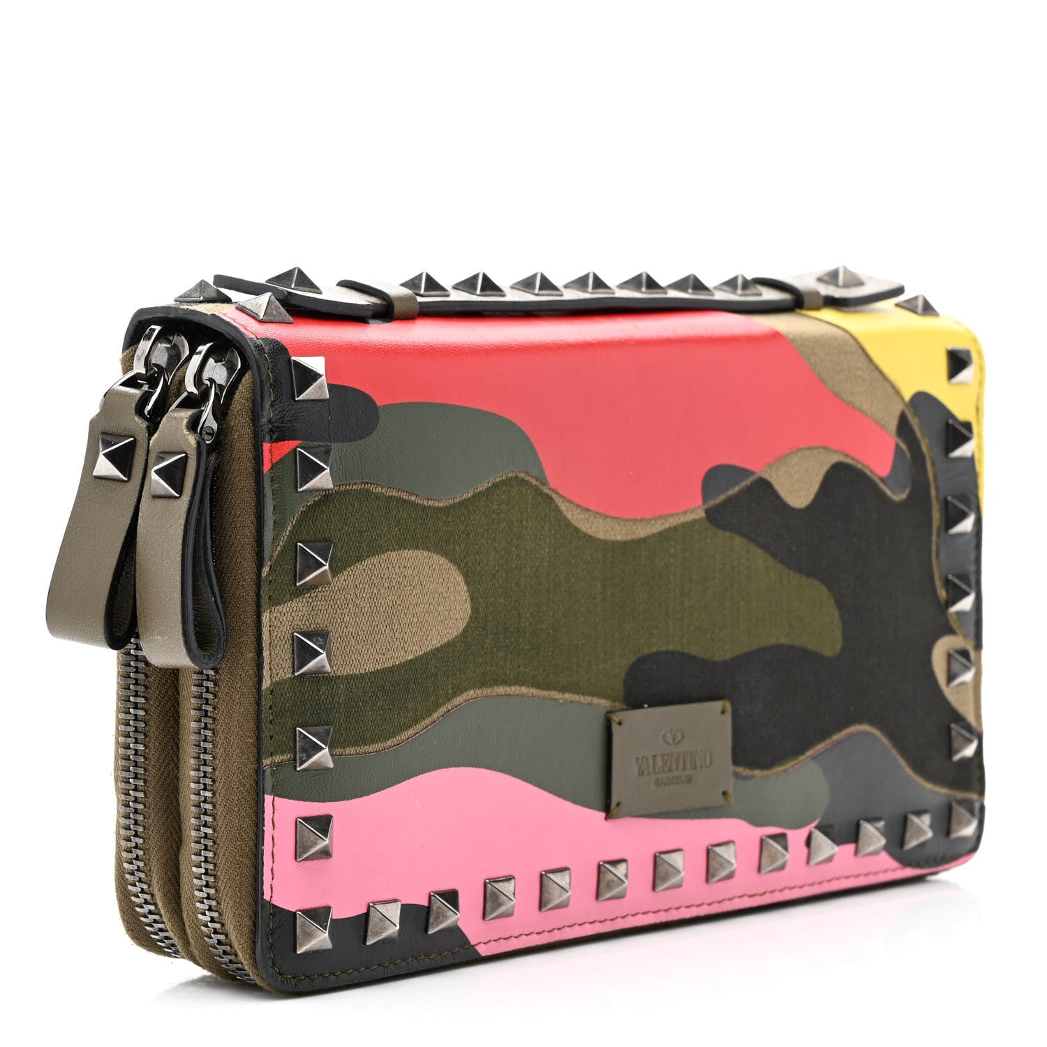 Valentino Garavani Nappa Canvas Camouflage Rockstud Top Handle Travel Wallet Multicolor 3 of 11