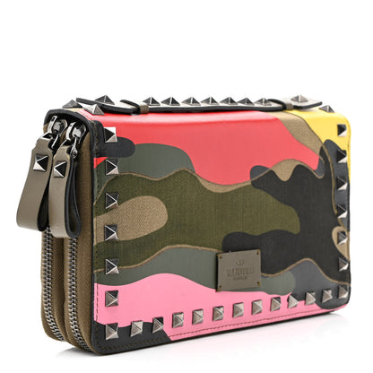 Valentino Garavani Nappa Canvas Camouflage Rockstud Top Handle Travel Wallet Multicolor 3 of 11