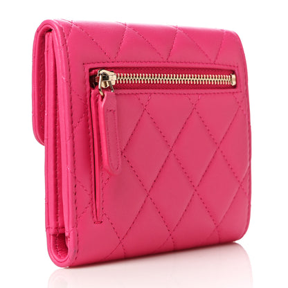 Chanel Lambskin Quilted Compact Flap Wallet Pink 3 of 13