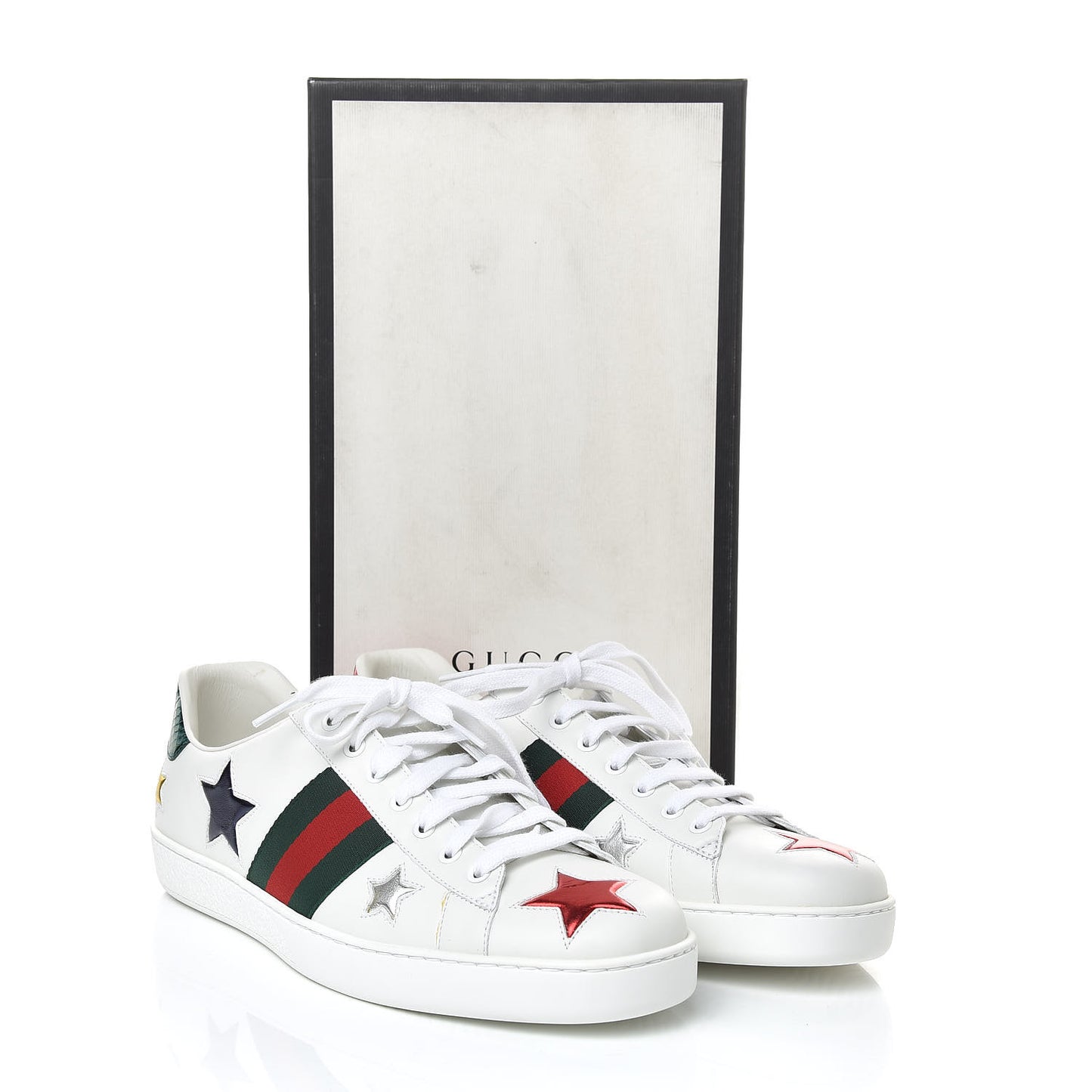 Calfskin Ayers Web Star Embroidered Mens Ace Sneakers 11 White Multi