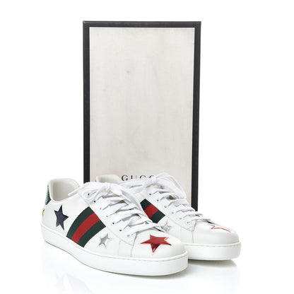 Gucci Calfskin Ayers Web Star Embroidered Mens Ace Sneakers 11 White Multi 10 of 10