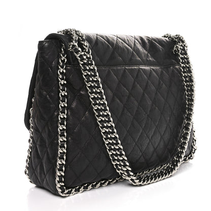Chanel Washed Lambskin Quilted Maxi Chain Around Flap Black 2 of 10
