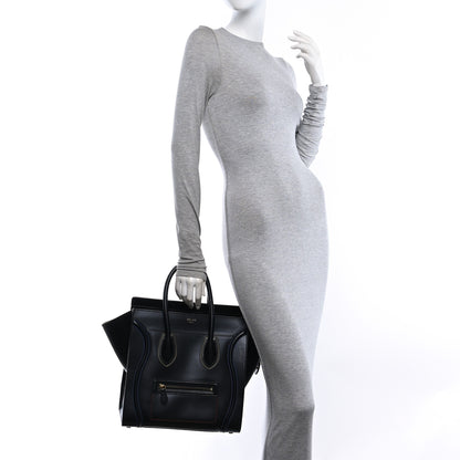 Celine Smooth Calfskin Multicolor Double Stitching Micro Luggage Black 2 of 10