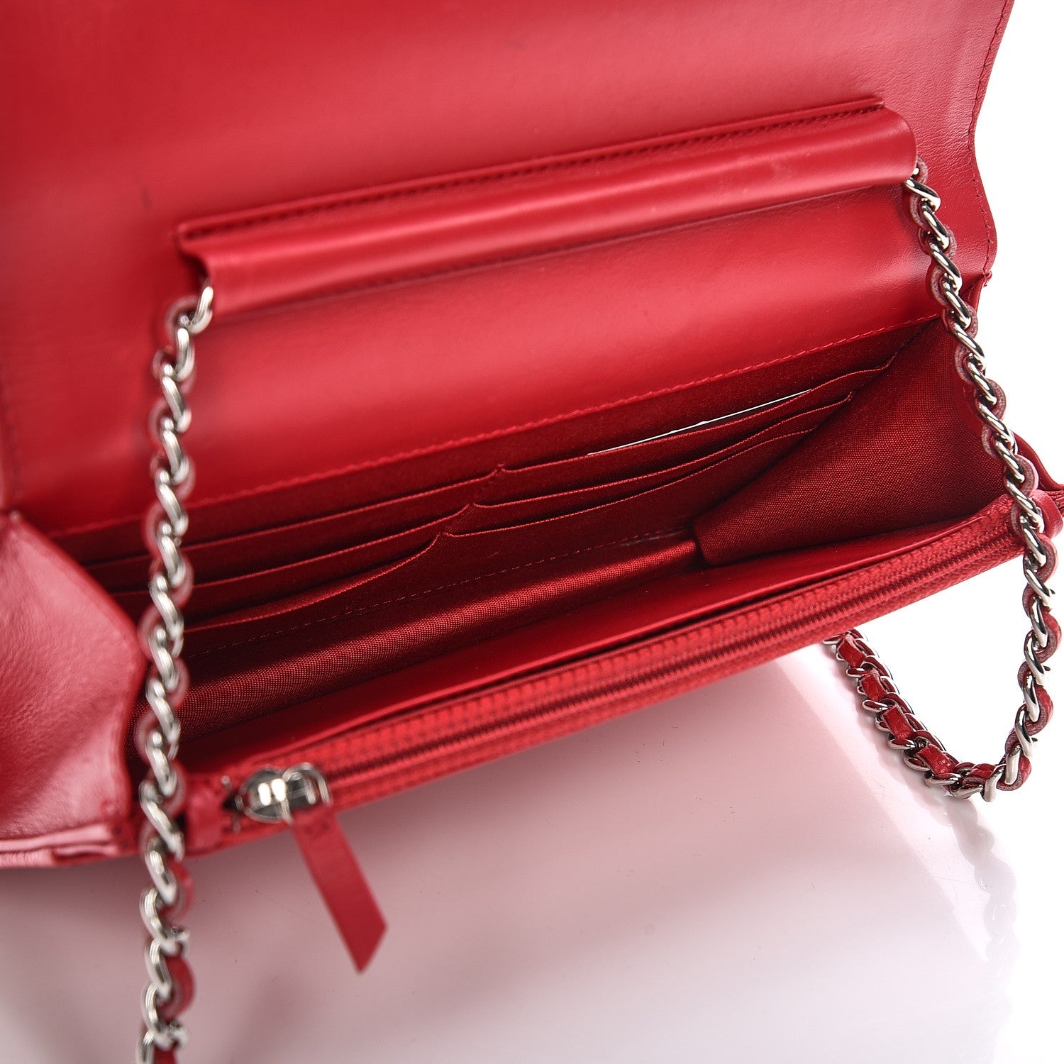 Chanel Caviar Timeless CC Wallet On Chain WOC Dark Pink 5 of 14