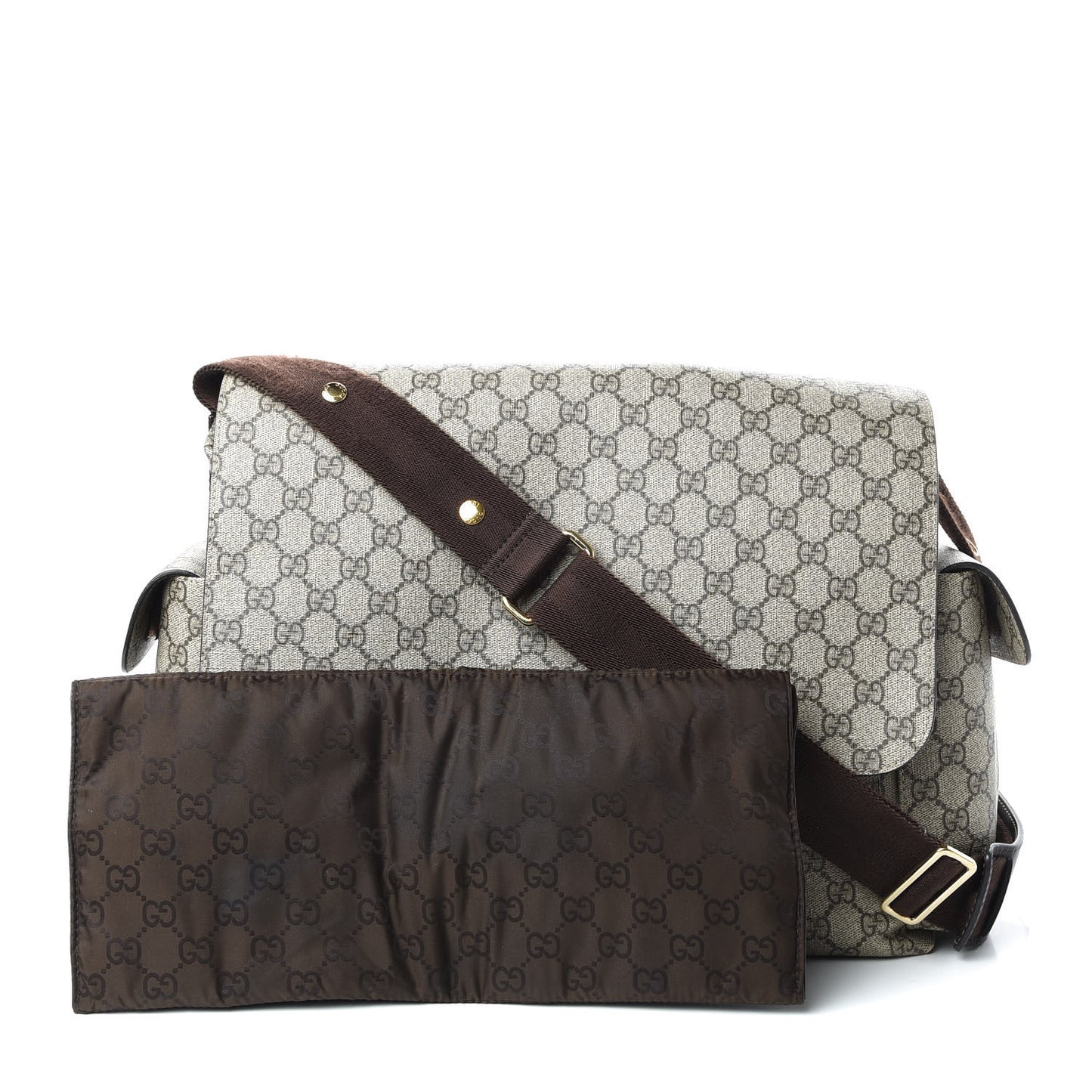 GG Plus Monogram Messenger Diaper Bag Dark Brown