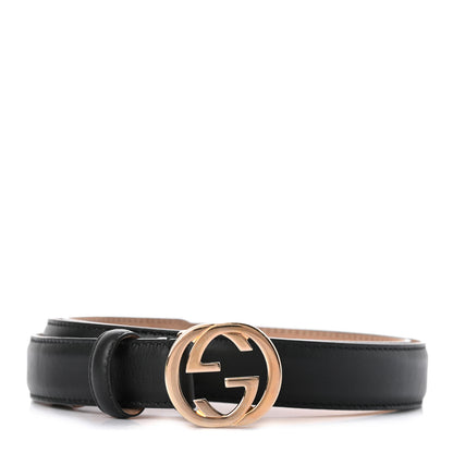 Gucci Moon Calfskin Interlocking G 25mm Belt 95 38 Black 1 of 5