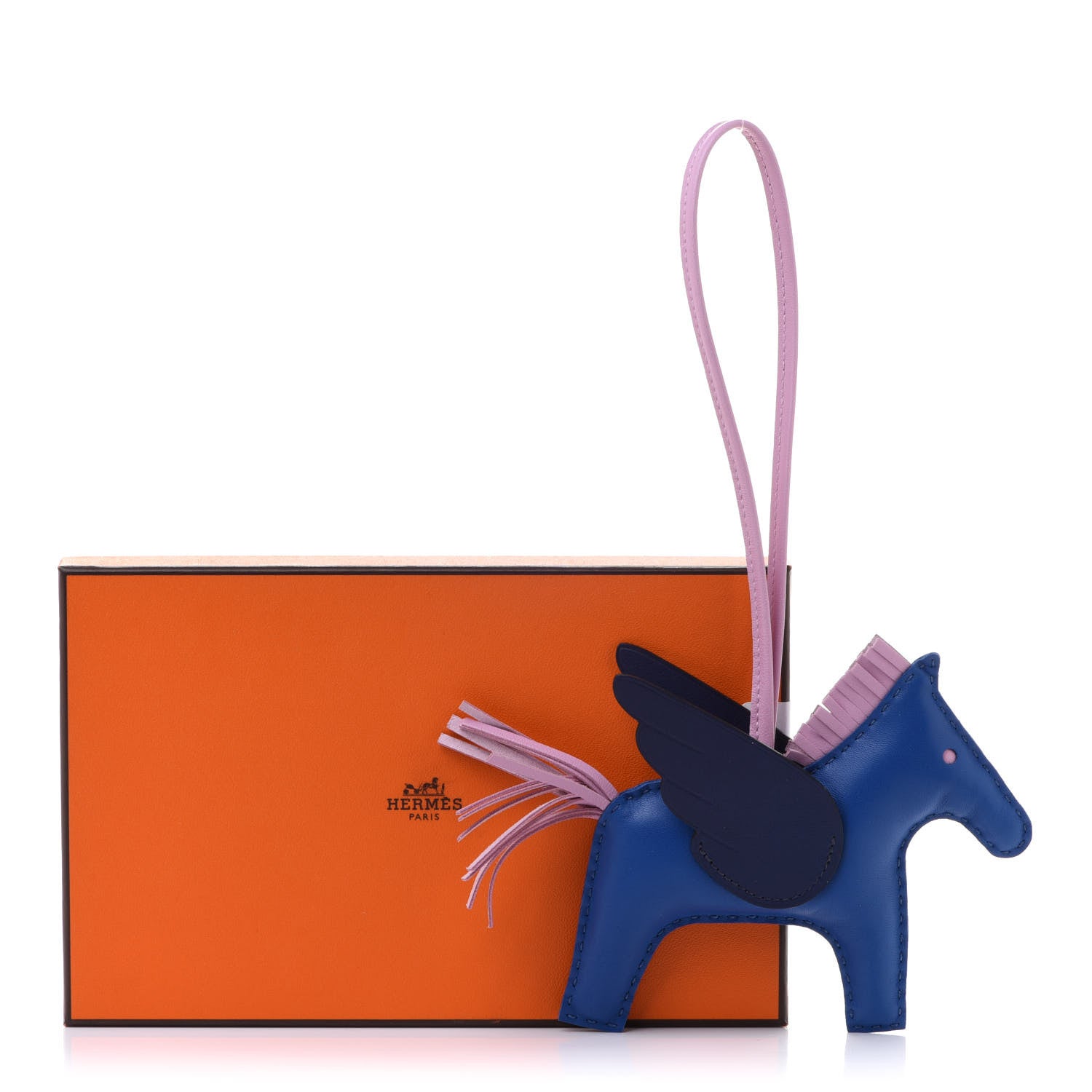 Hermes Milo Lambskin Grigri Rodeo Pegase Horse Bag Charm MM Bleu France Mauve Sylvestre Bleu Saphir 5 of 5