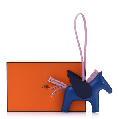 Hermes Milo Lambskin Grigri Rodeo Pegase Horse Bag Charm MM Bleu France Mauve Sylvestre Bleu Saphir 5 of 5
