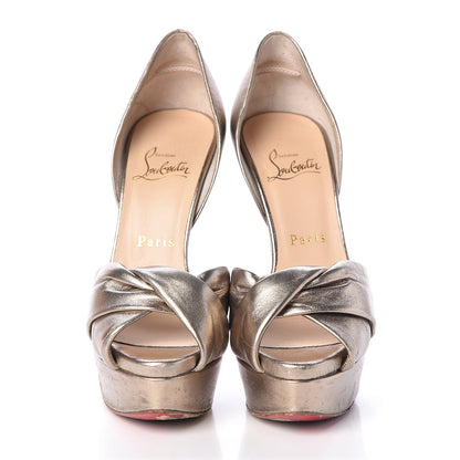 Christian Louboutin Metallic Nappa Silk Volpi 150 Platform Sandals 36.5 Alba 2 of 14