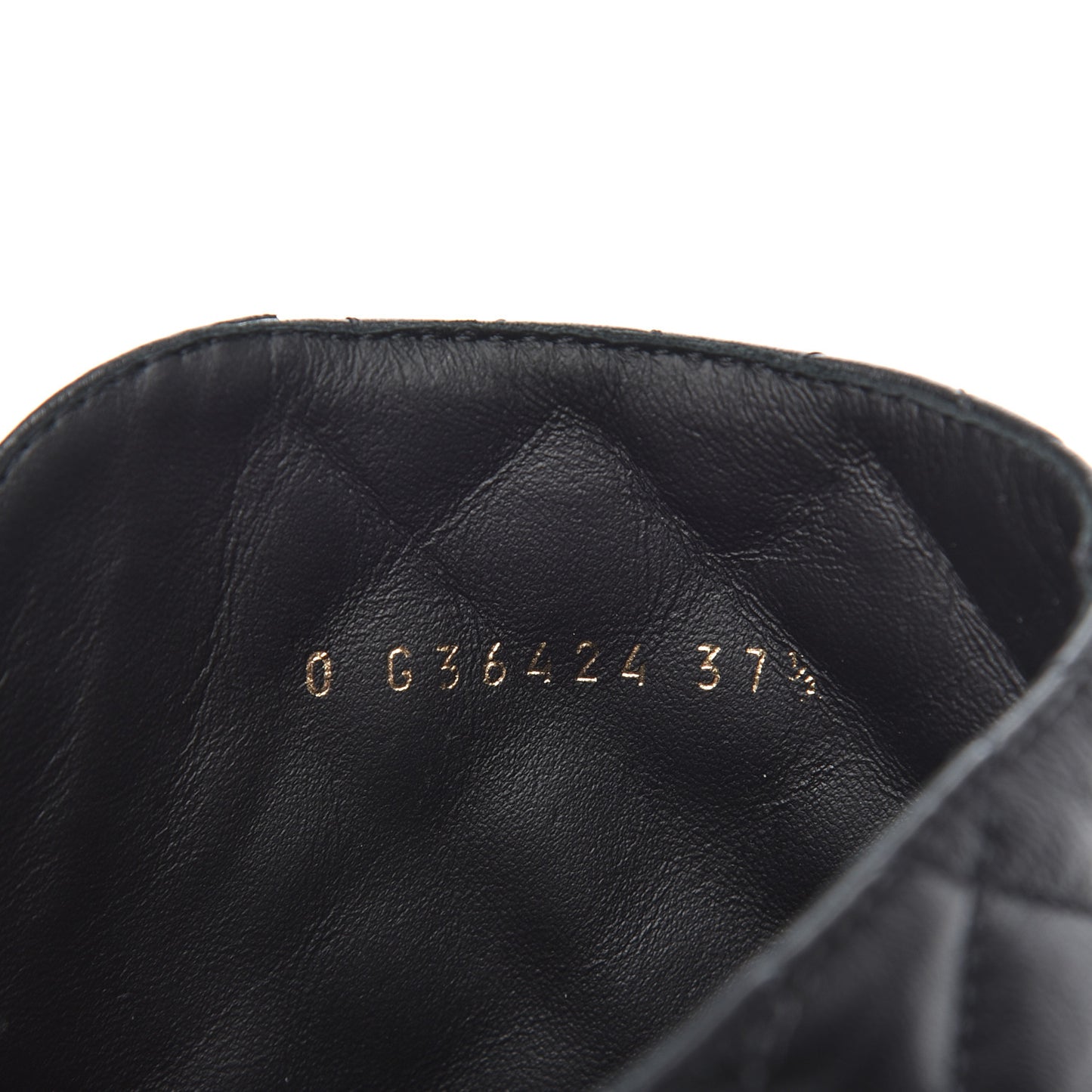 Shiny Lambskin Quilted Lace Up Combat Boots 37.5 Black