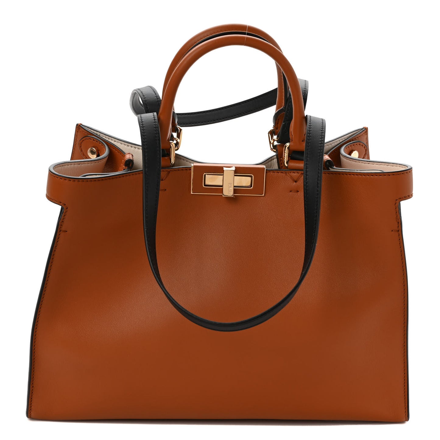 Vitello Seta Century Small Peekaboo X-Tote Brandy Black
