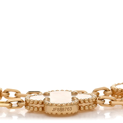 Van Cleef & Arpels 18K Yellow Gold Mother of Pearl 5 Motifs Vintage Alhambra Bracelet 4 of 5