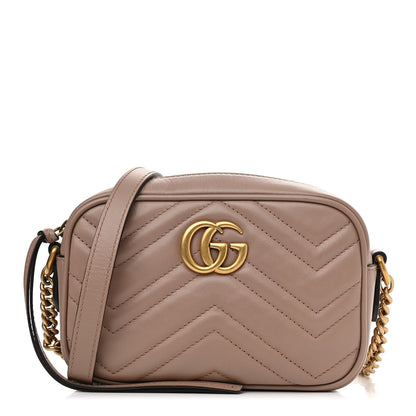 Gucci Calfskin Matelasse Mini GG Marmont Chain Shoulder Bag Porcelain Rose 1 of 12