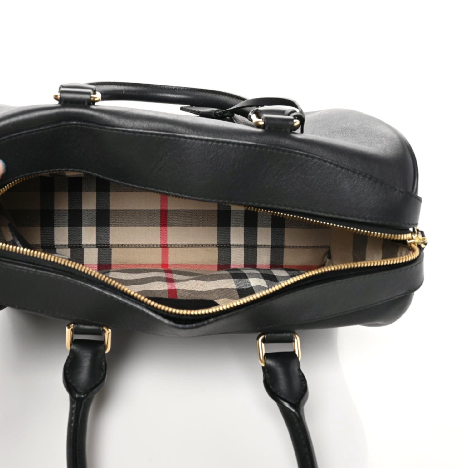 Burberry Derby Calfskin Medium Alchester Bowling Bag Black 8 of 10