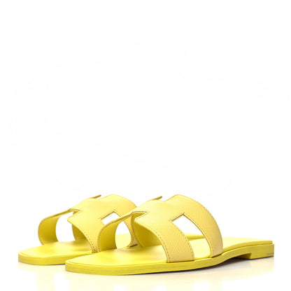 Hermes Epsom Oran Sandals 38.5 Jaune Pollen 3 of 9
