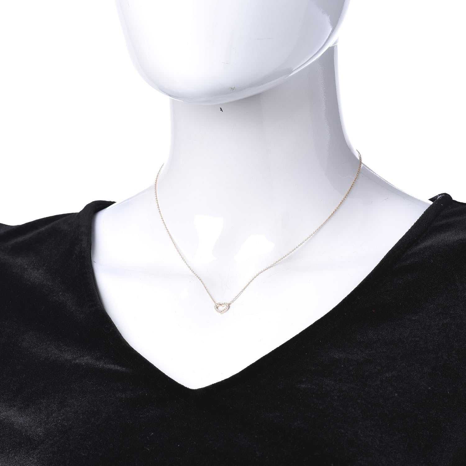 Tiffany 18K Rose Gold Diamond Metro Heart Pendant Necklace 2 of 6
