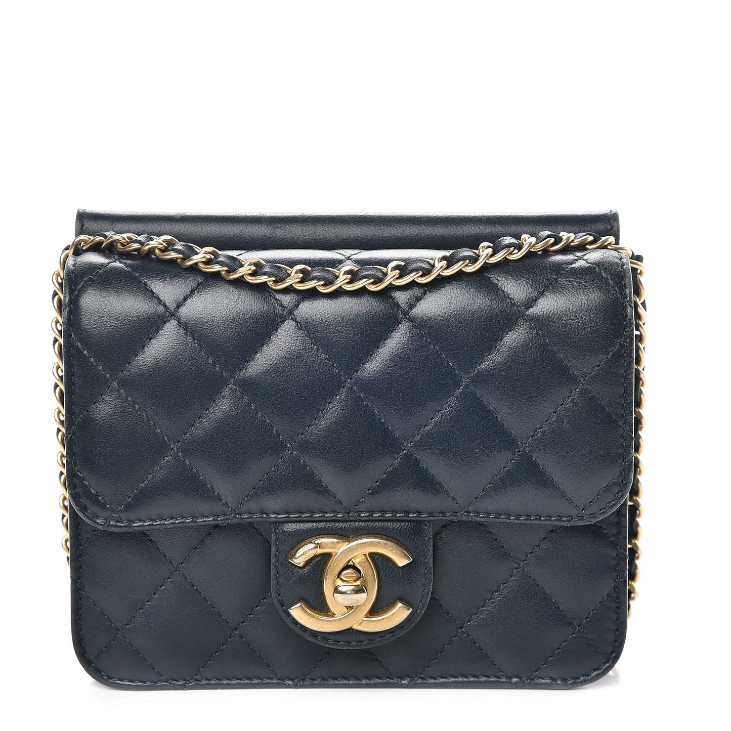 Lambskin Quilted Mini Crossing Times Flap Green