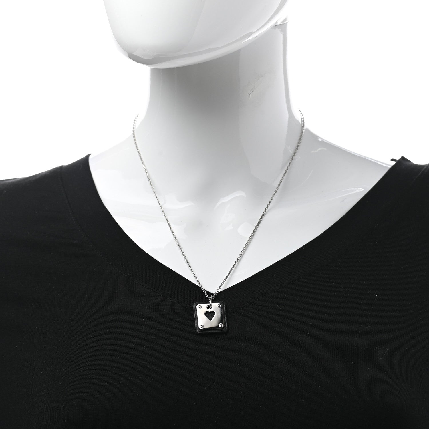 Hermes Palladium Plated Swift As De Coeur Necklace Black 2 of 6