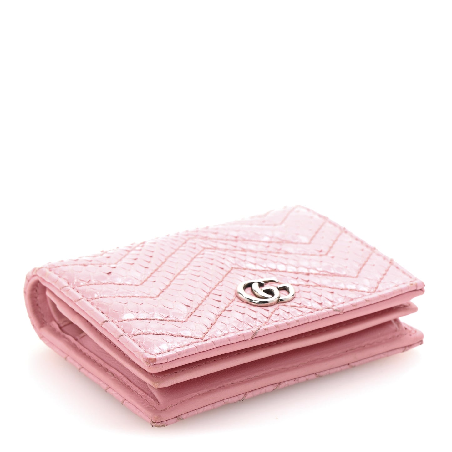 Snakeskin GG Marmont Card Case Wallet Perfect Pink