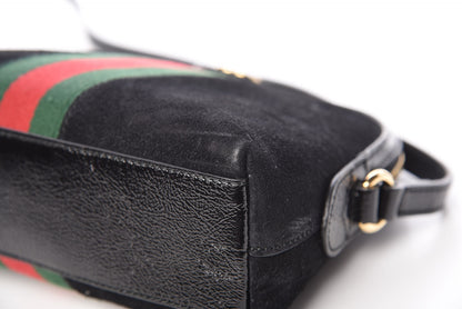 Gucci Suede Patent Web GG Small Ophidia Dome Shoulder Bag Black 12 of 14