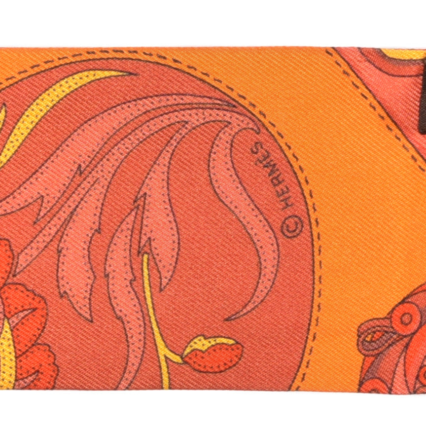 Hermes Silk Festival des Amazones Twilly Orange Vermilion Golden Yellow 4 of 4