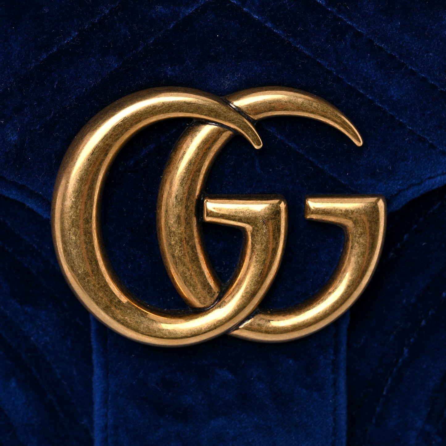 Velvet Matelasse Medium GG Marmont Shoulder Bag Cobalt Blue