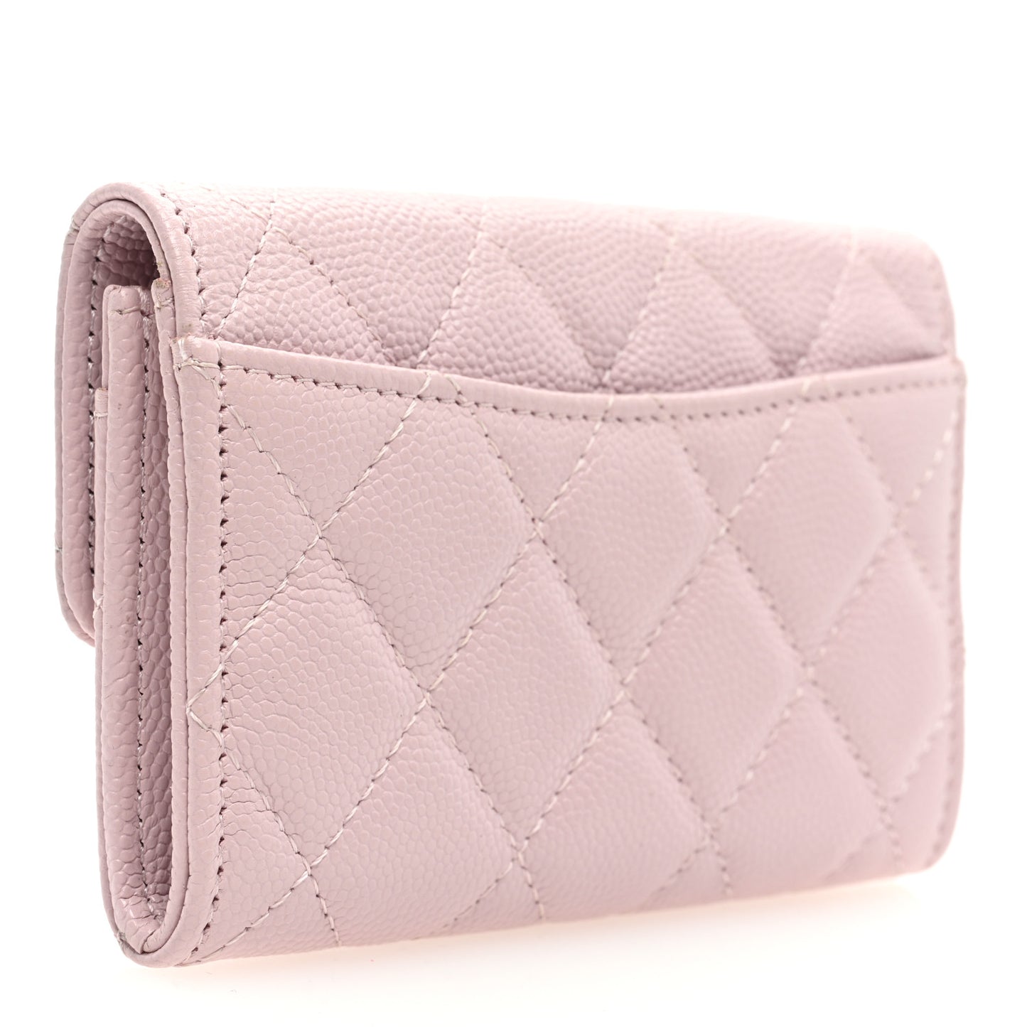 Caviar Quilted Flap Card Holder Wallet Light Pink