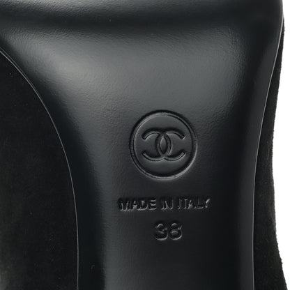 Chanel Suede Calfskin Satin Gabrielle Cap Toe Short Boots 38 Black 7 of 9