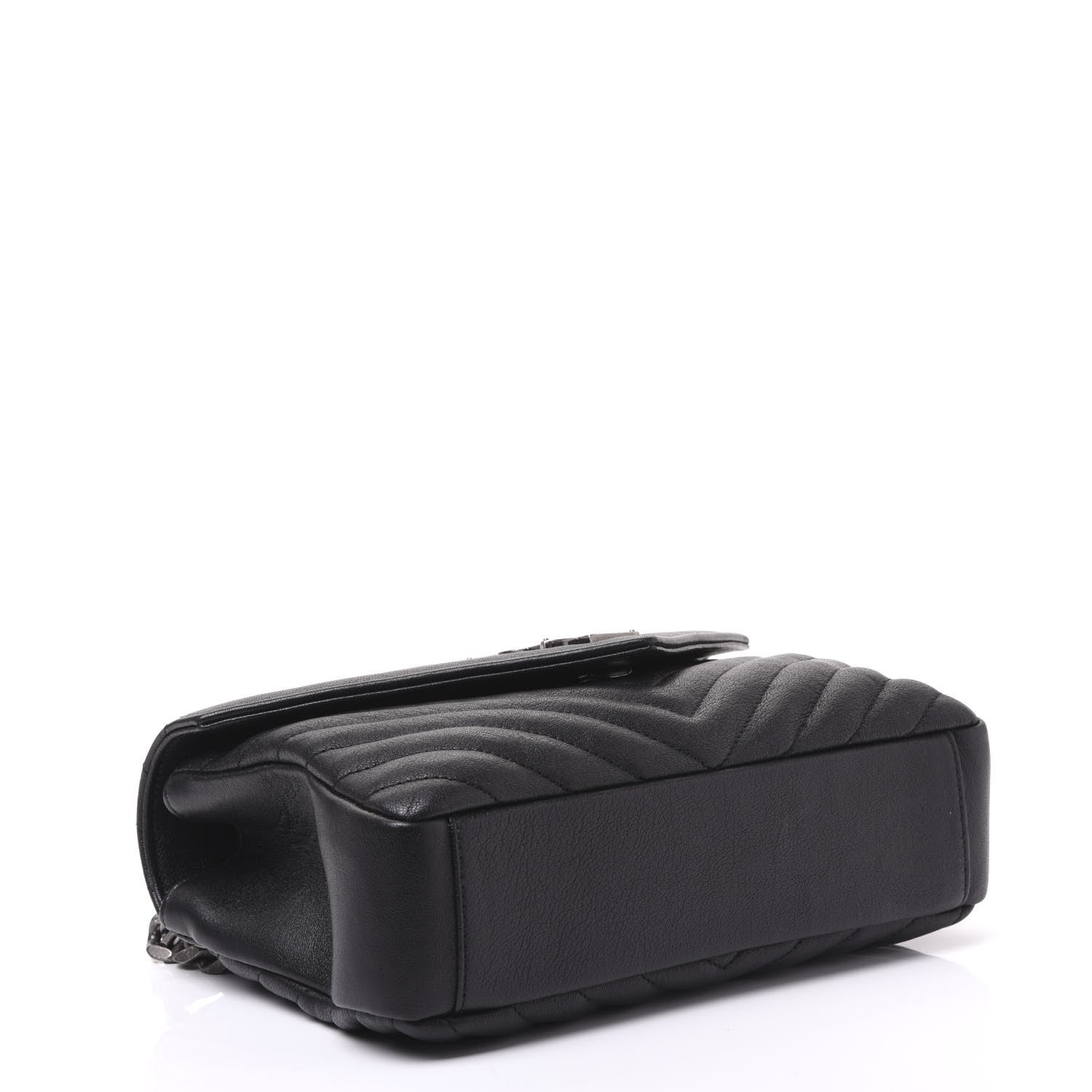 Saint Laurent Sheepskin Matelasse Chevron Monogram Medium College Bag Black 3 of 8