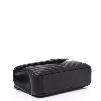 Saint Laurent Sheepskin Matelasse Chevron Monogram Medium College Bag Black 3 of 8