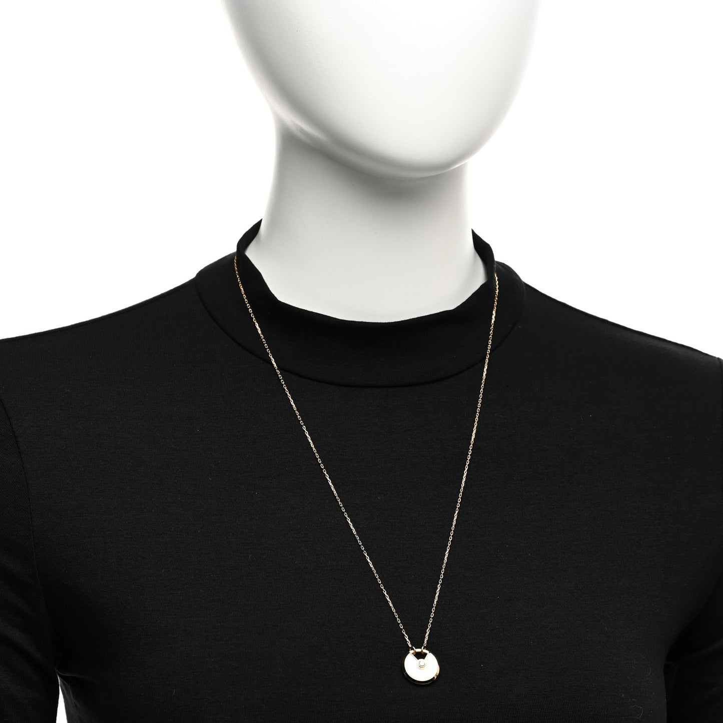 18K Yellow Gold Diamond Mother of Pearl SM Amulette de Cartier Pendant Necklace
