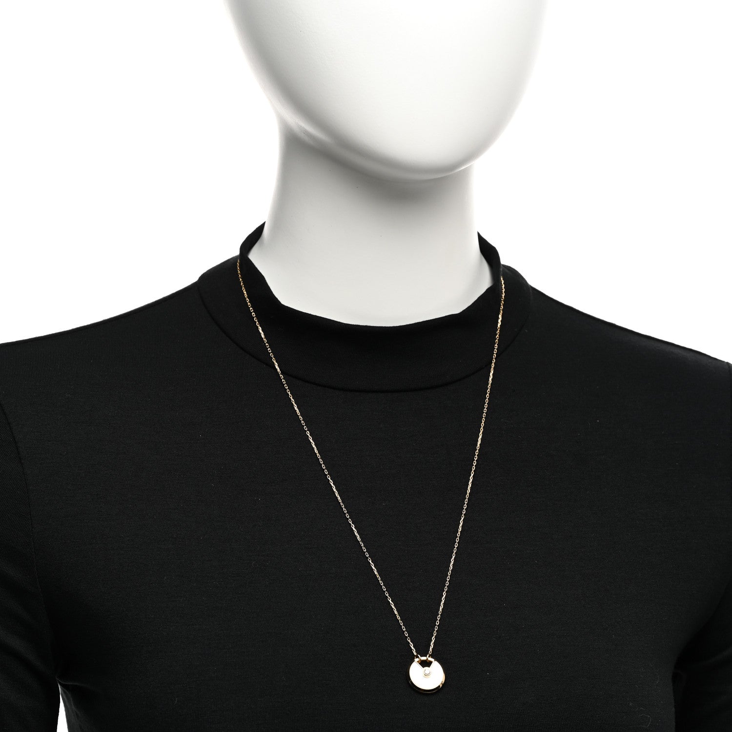 Cartier 18K Yellow Gold Diamond Mother of Pearl SM Amulette de Cartier Pendant Necklace 2 of 5