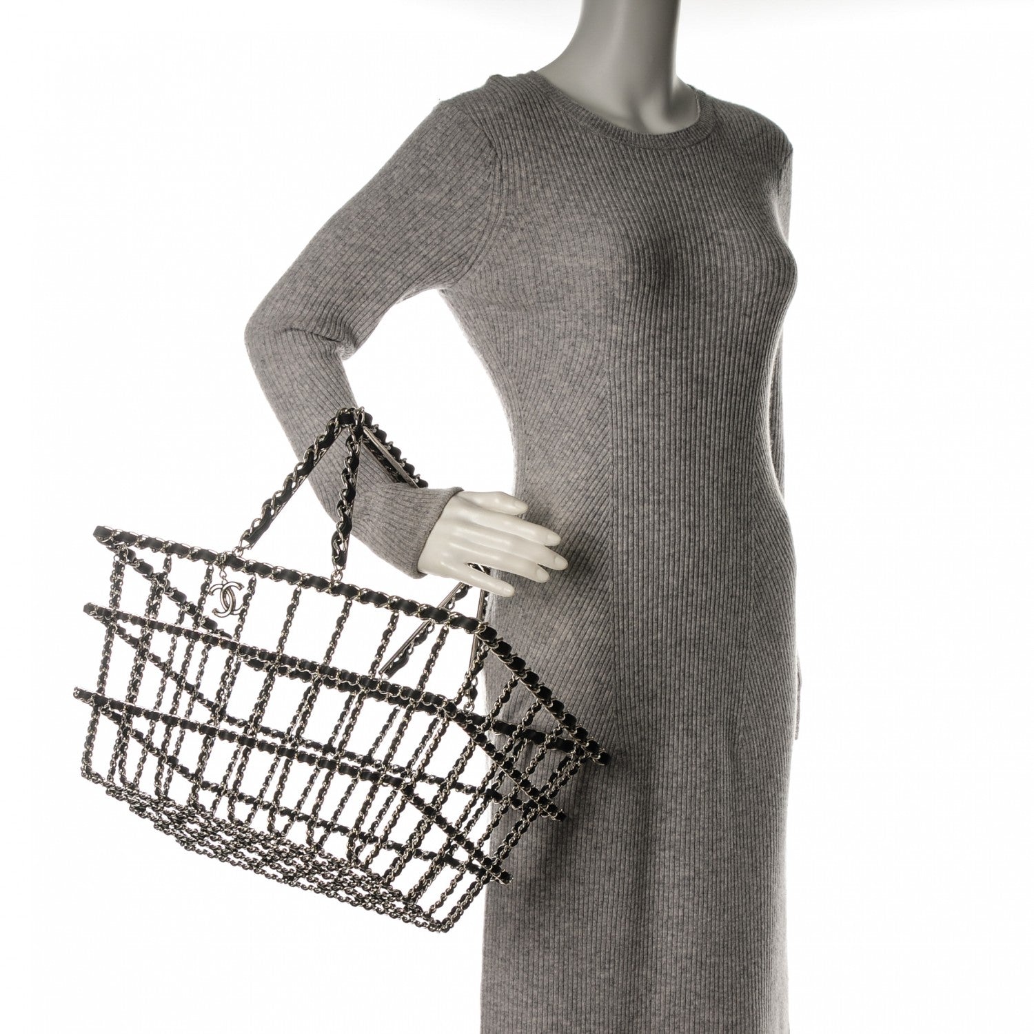Chanel Brass Calfskin Grocery By Shopping Basket Silver 2 of 6
