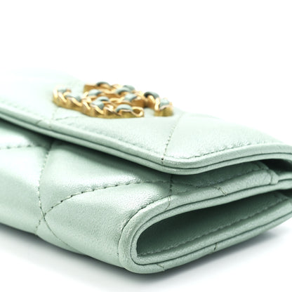 Chanel Lambskin Quilted Chanel 19 Flap Card Holder Light Green 11 of 13