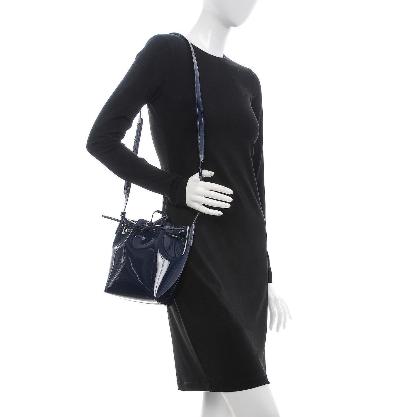 Patent Calfskin Mini Mini Bucket Bag Blue
