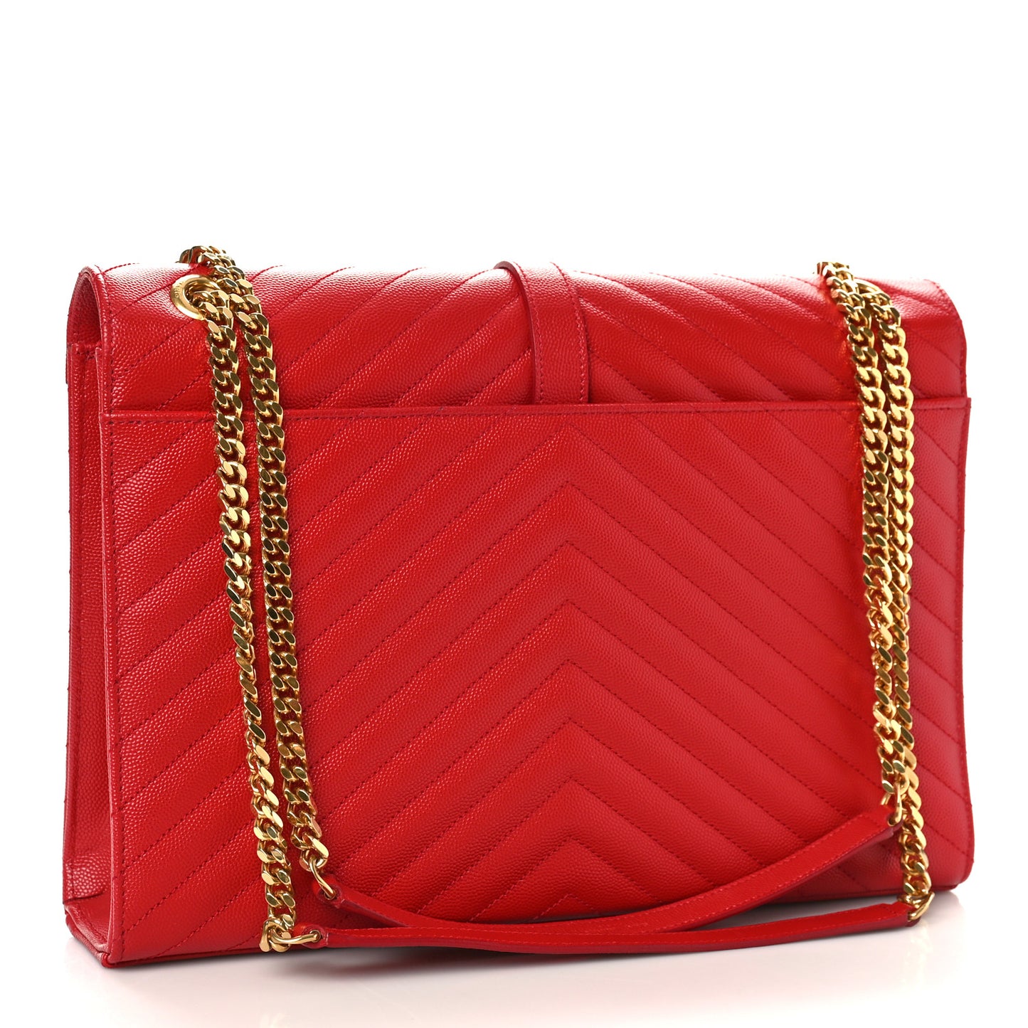 Grain De Poudre Matelasse Chevron Large Monogram Satchel Lipstick Red
