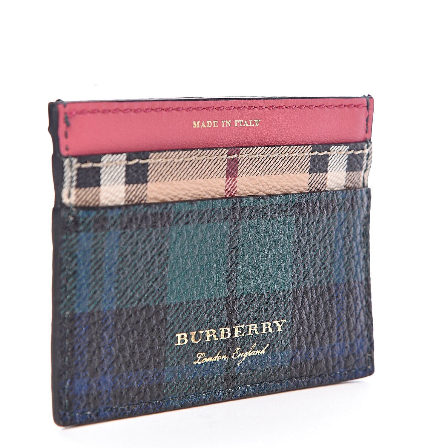 Burberry Calfskin Haymarket Check Cat Appliqué Card Case Multicolor 3 of 7