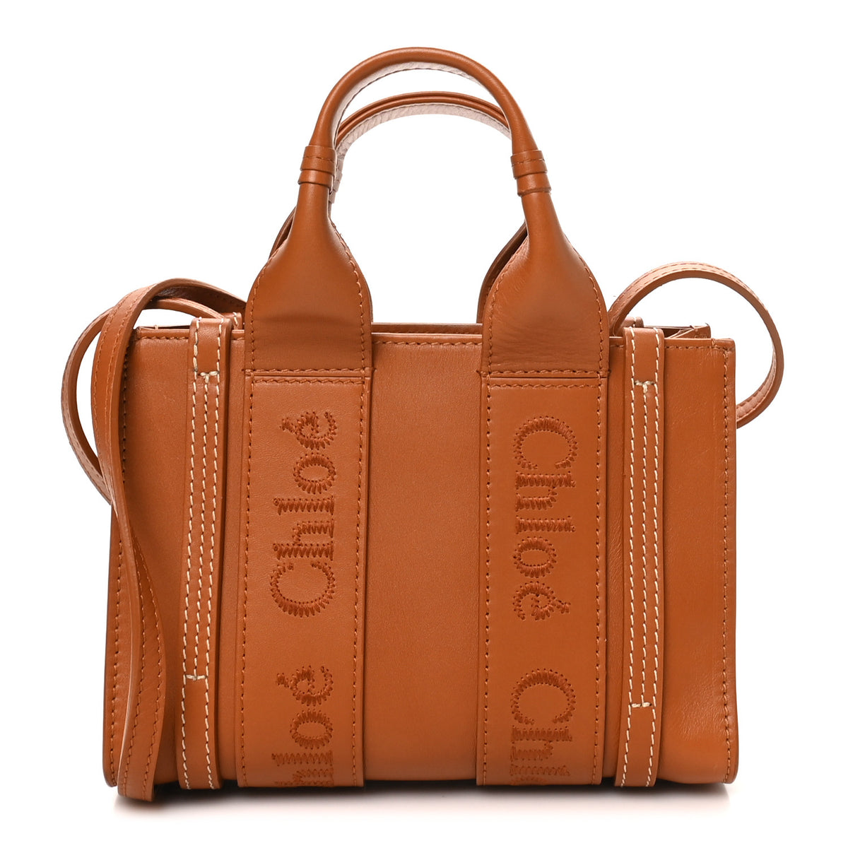 Calfskin Mini Woody Ribbon Tote Caramel