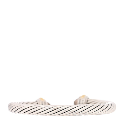 David Yurman Sterling Silver 18K Yellow Gold Smoky Quartz 7mm Cable Classics Bracelet 2 of 3