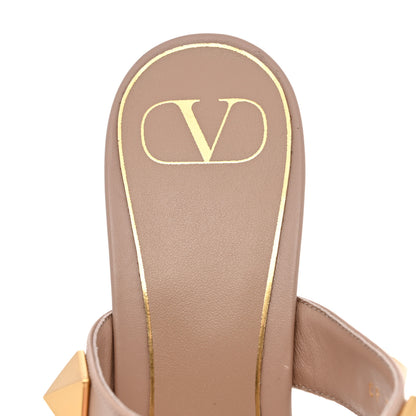 Valentino Garavani Calfskin Roman Stud 60mm Slide Sandals 37.5 Rose Cannelle 7 of 9